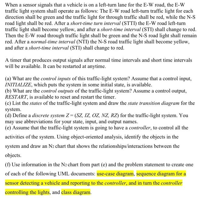 Problem Design a traffic light system for a