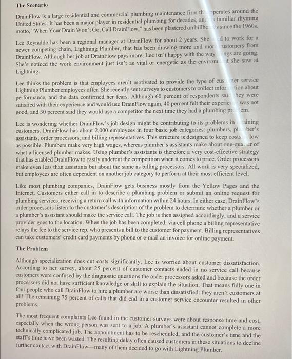 Answer all the questions The Scenario DrainFlow