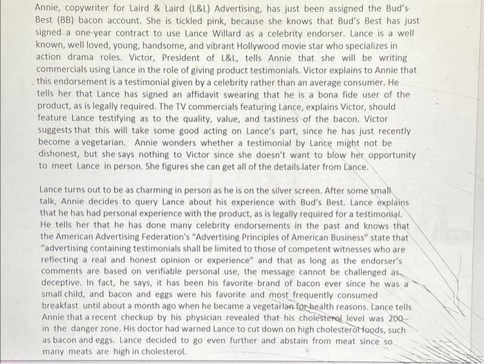 help!!! Annie, copywriter for Laird & Laird (L&L)