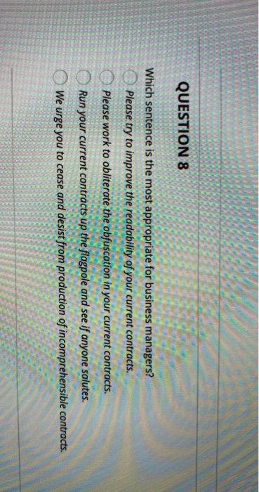 QUESTION 14 Which of the following message