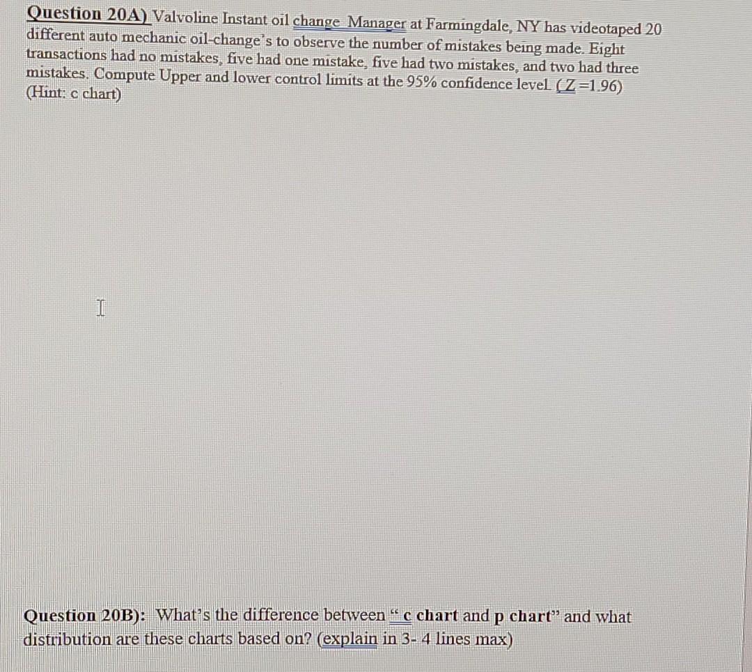 please show pom qm steps Question 20A) Valvoline