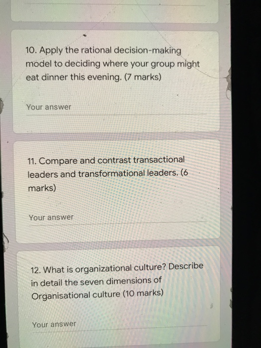 10. Apply the rational decision-making model to