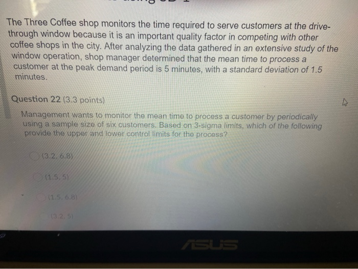 The Three Coffee shop monitors the time required