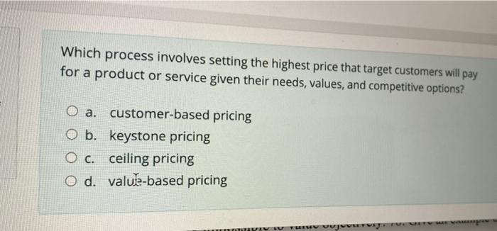 Which process involves setting the highest price