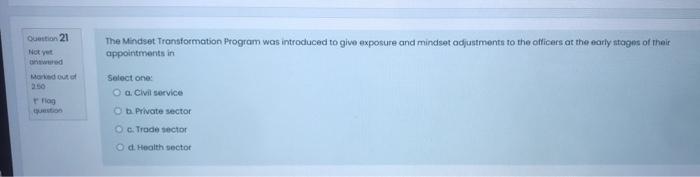 Question 21 The Mindset Transformation Program