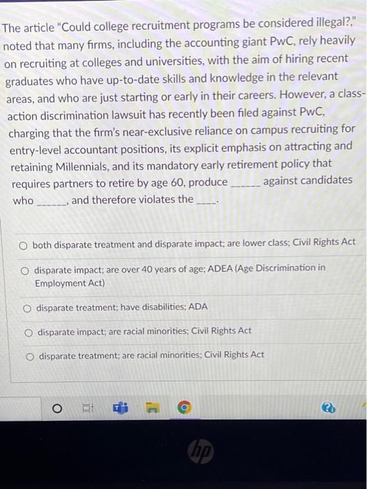 The article "Could college recruitment programs