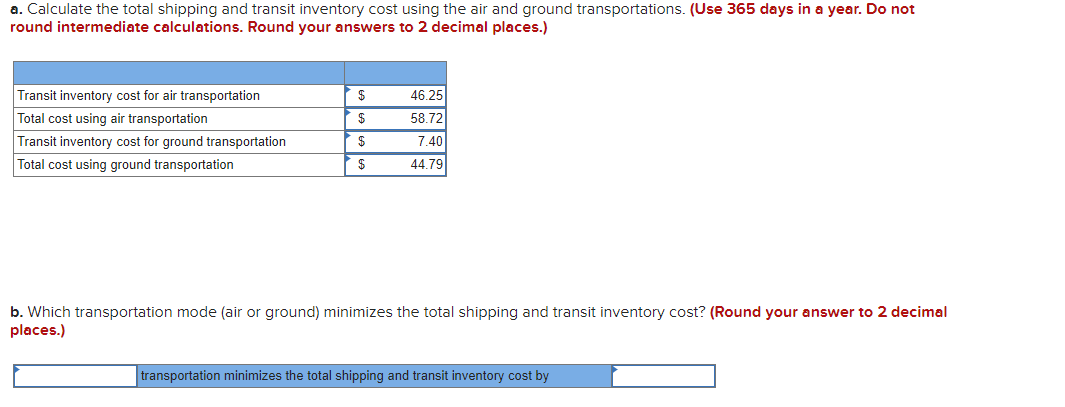 The table below provides shipping rates for
