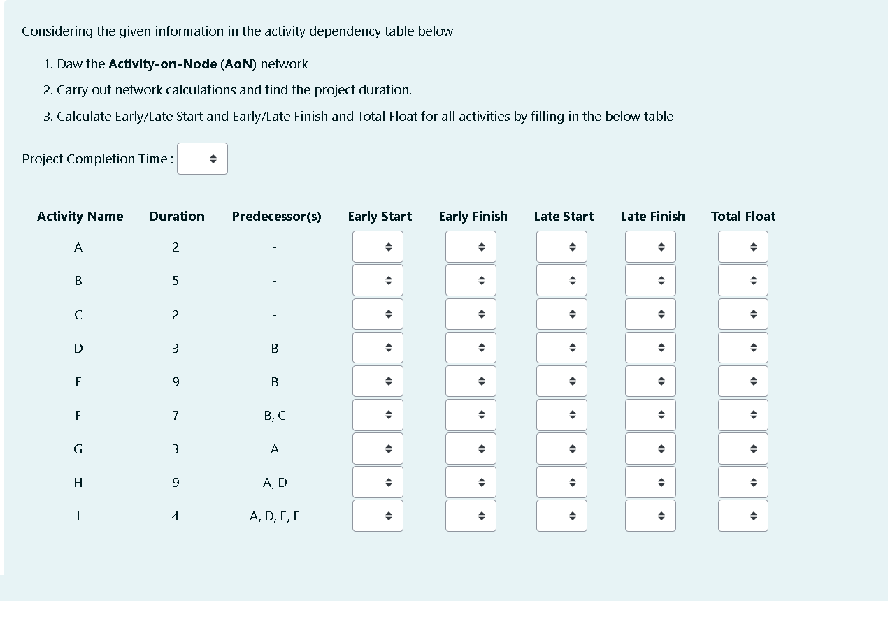 Considering the given information in the activity