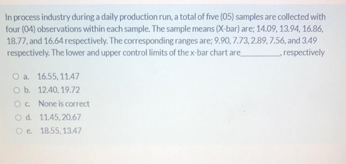 In process industry during a daily production
