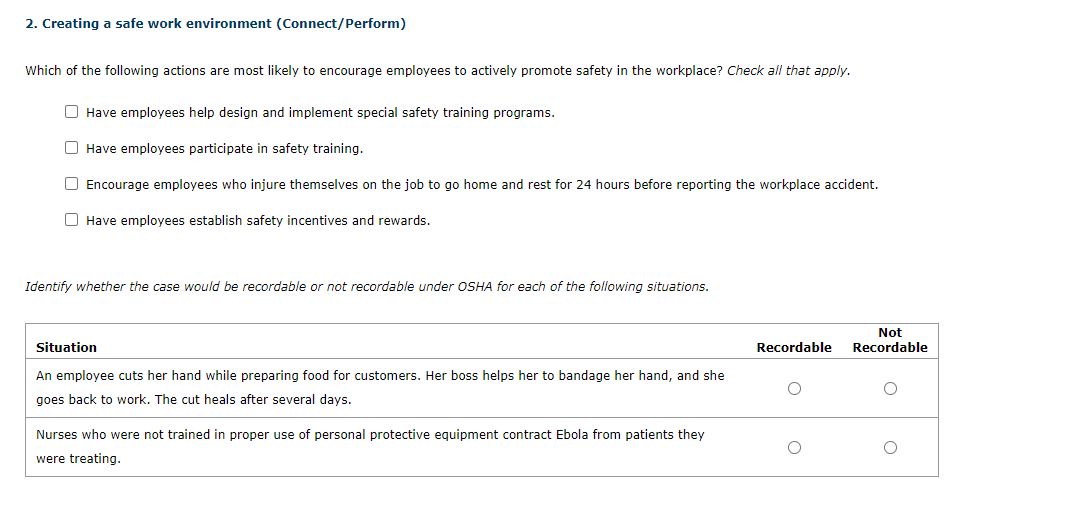 2. Creating a safe work environment
