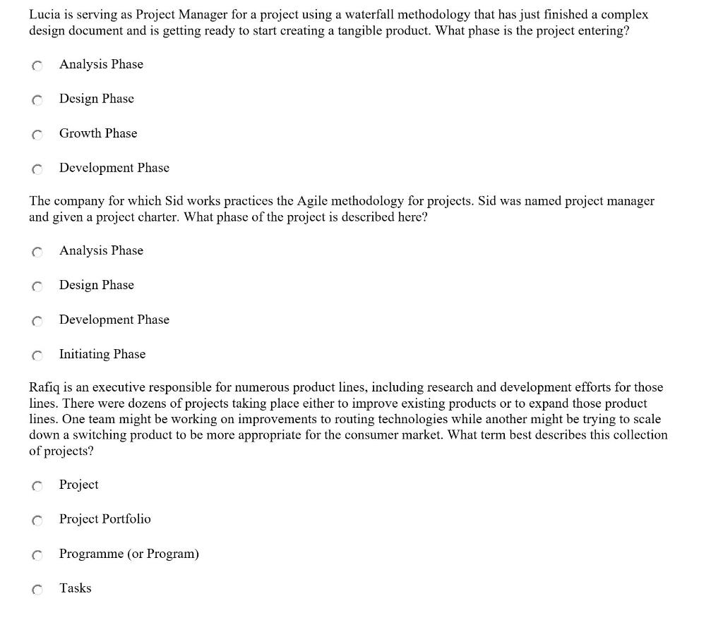 Lucia is serving as Project Manager for a project