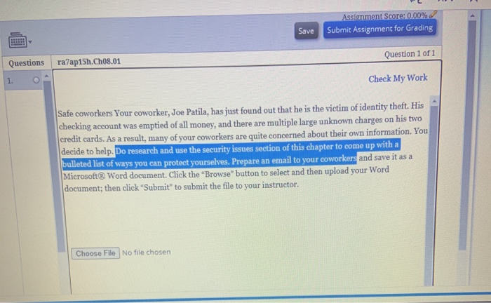 please give an answer, no instructions Assignment