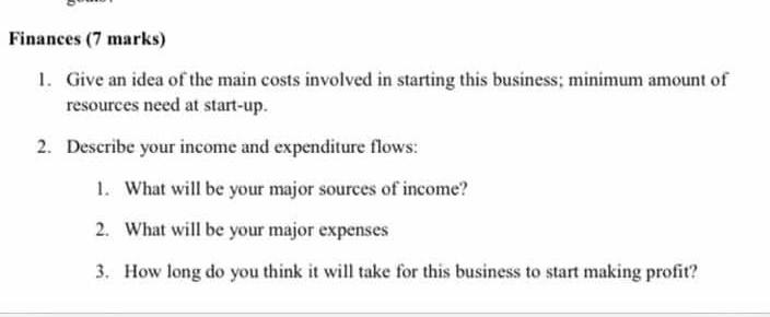 1. Give an idea of the main costs involved in