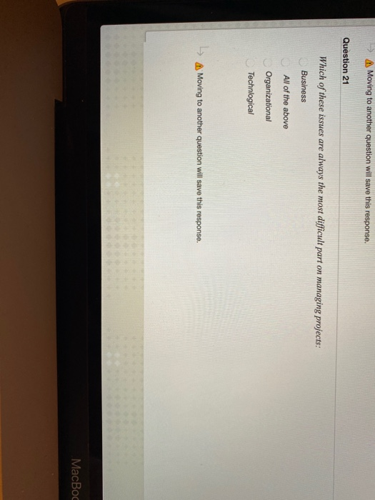 > A Moving to another question will save this