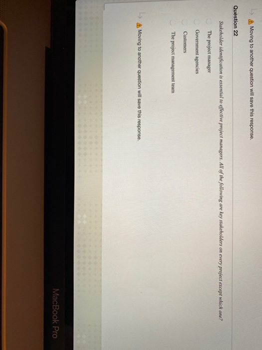 > A Moving to another question will save this