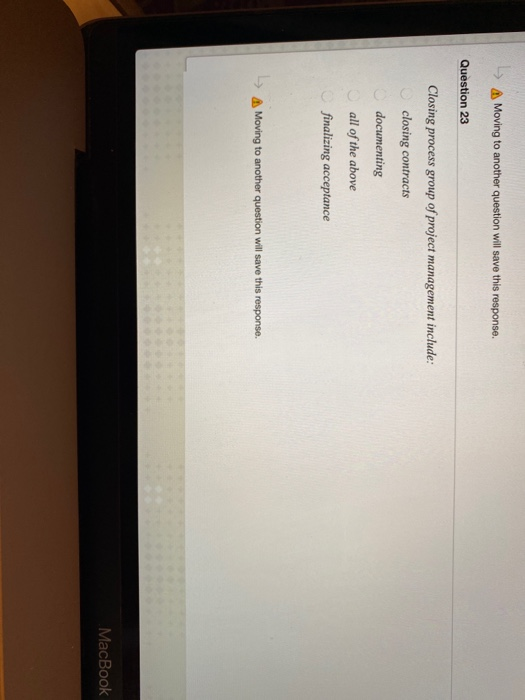 > A Moving to another question will save this