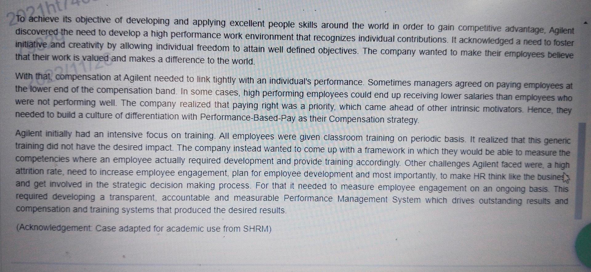 Performance Management, Training and Compensation