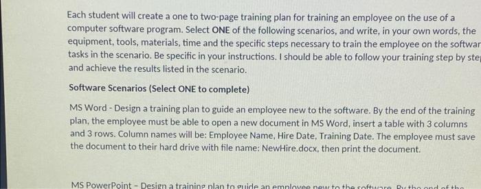 Each student will create a one to two-page