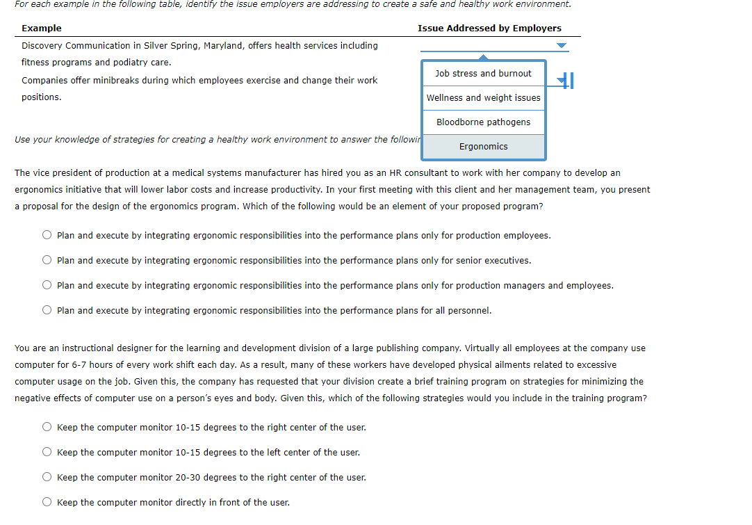 For each example in the following table, identify