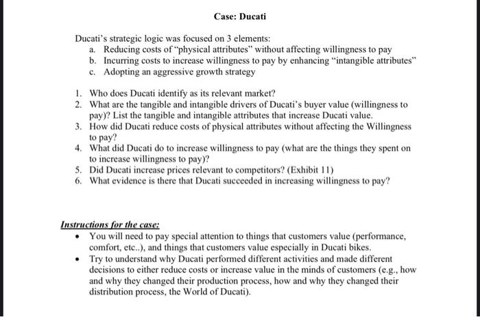 Ducati's strategic logic was focused on 3