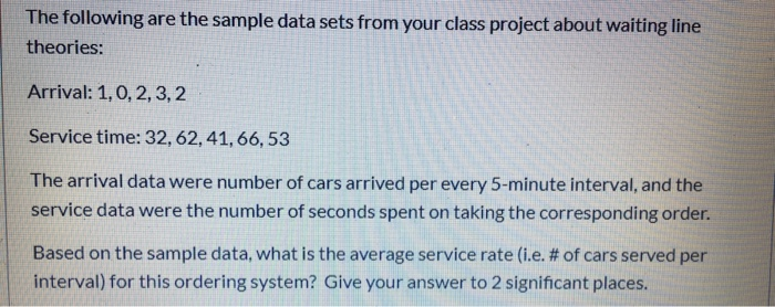 The following are the sample data sets from your