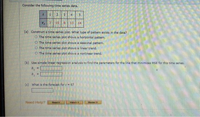 Consider the following time series data. (a)