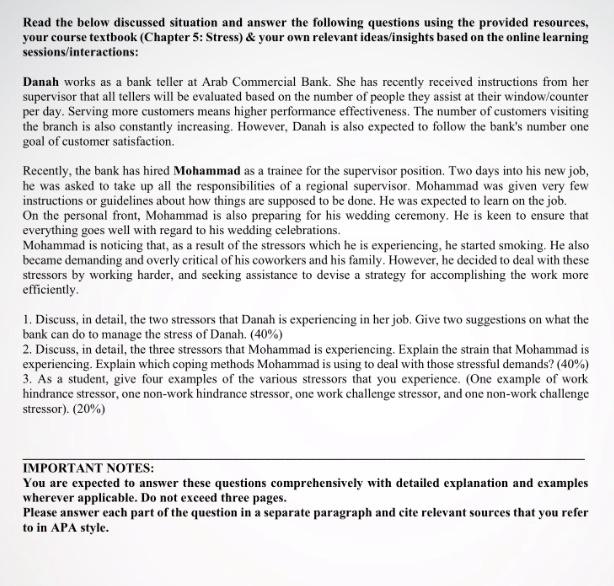 Read the below discussed situation and answer the