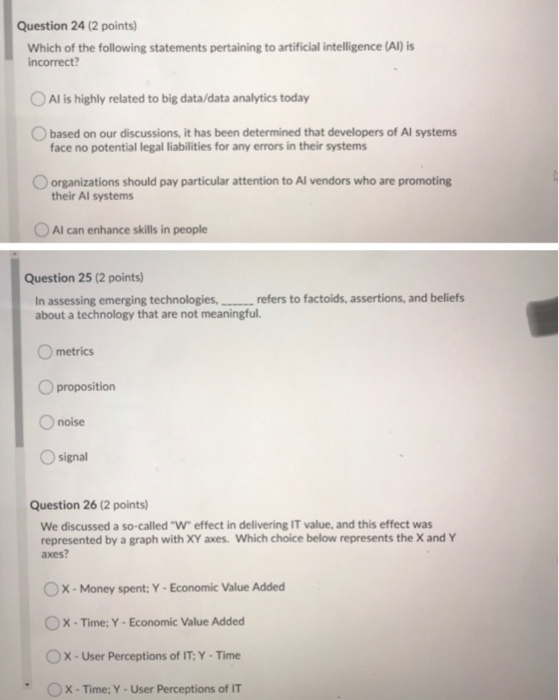 answer all questions Question 24 (2 points) Which