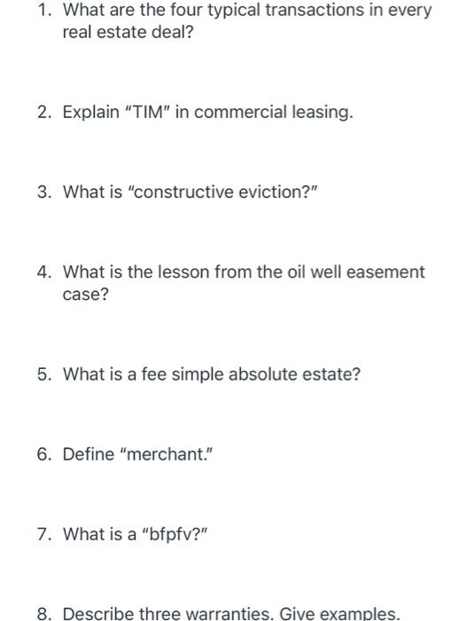 1. What are the four typical transactions in