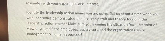 resonates with your experience and interest.