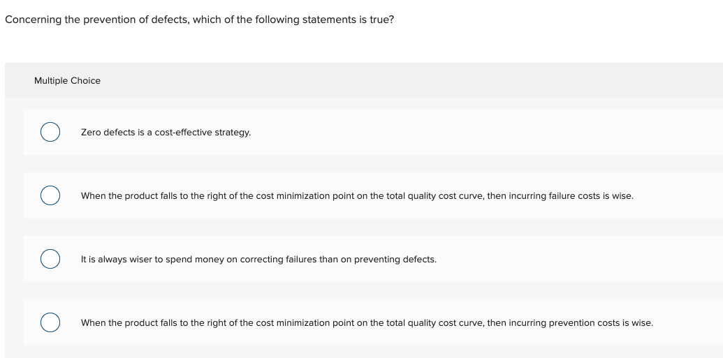 Concerning the prevention of defects, which of