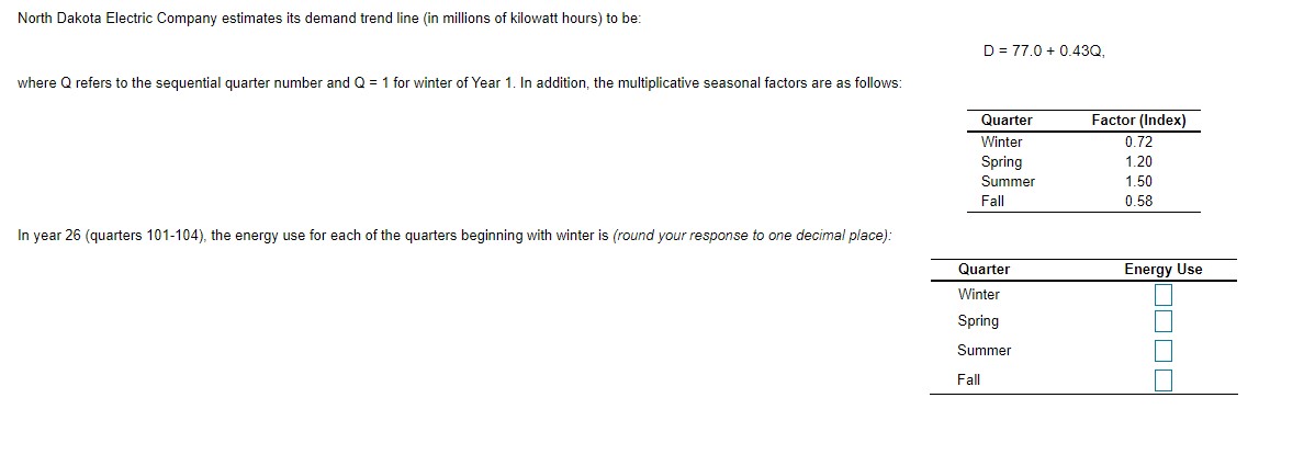 North Dakota Electric Company estimates its