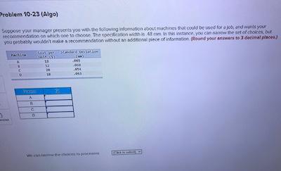 Problem 10-23 (Algo) Support your manager