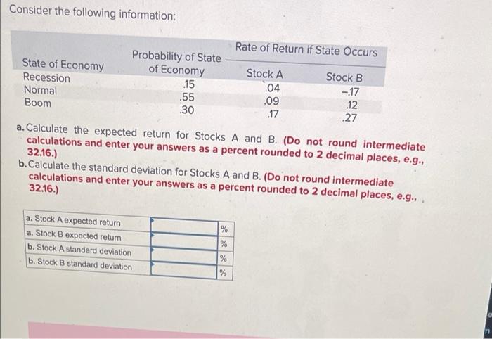 Consider the following information: Rate of