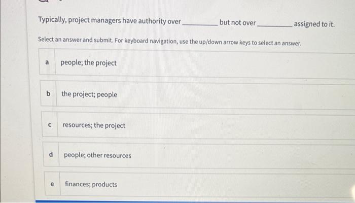 Typically, project managers have authority over