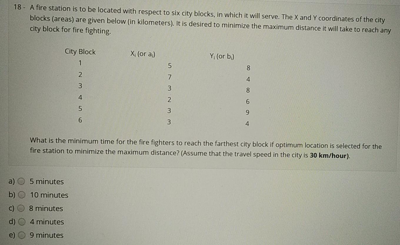 18 - A fire station is to be located with respect