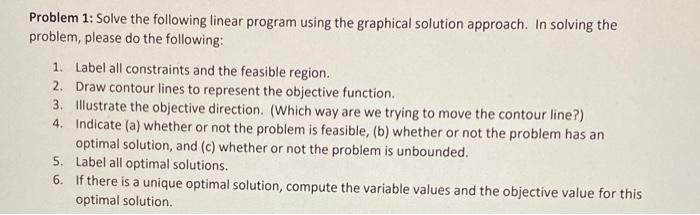 Problem 1: Solve the following linear program