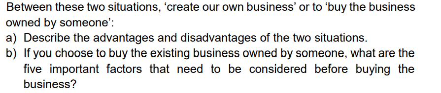 Between these two situations, 'create our own