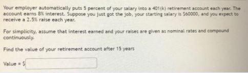 Your employer automatically puts 5 percent of
