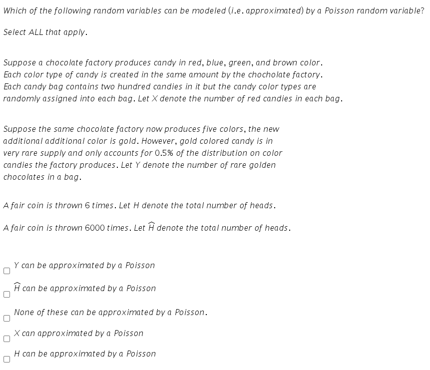 Which of the following random variables can be