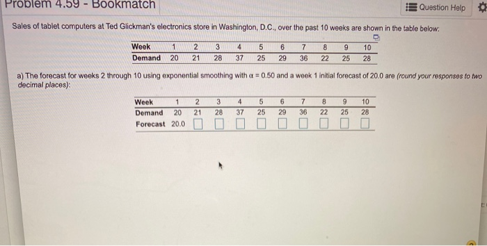 Problem 4.59 Bookmatch Question Help Sales of