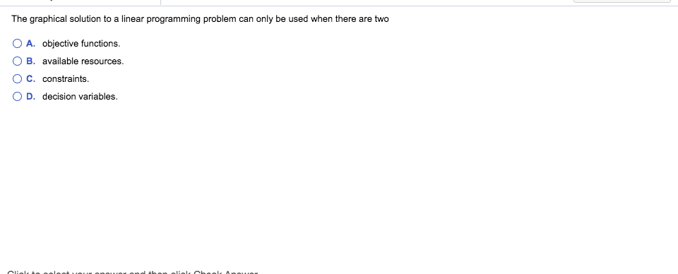 The graphical solution to a linear programming