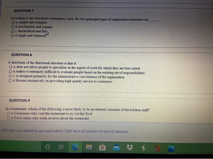 QUESTION 7 According to the structural