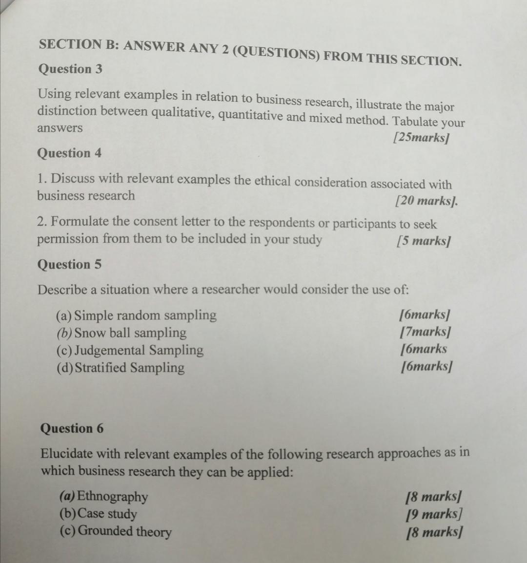 SECTION B: ANSWER ANY 2 (QUESTIONS) FROM THIS