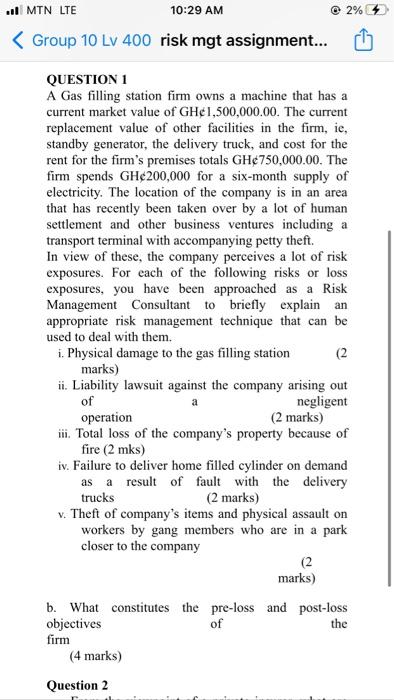 2% .. MTN LTE 10:29 AM < Group 10 Lv 400 risk mgt