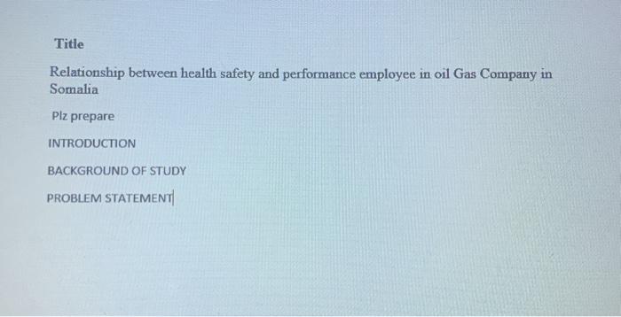 plz do quickly Title Relationship between health