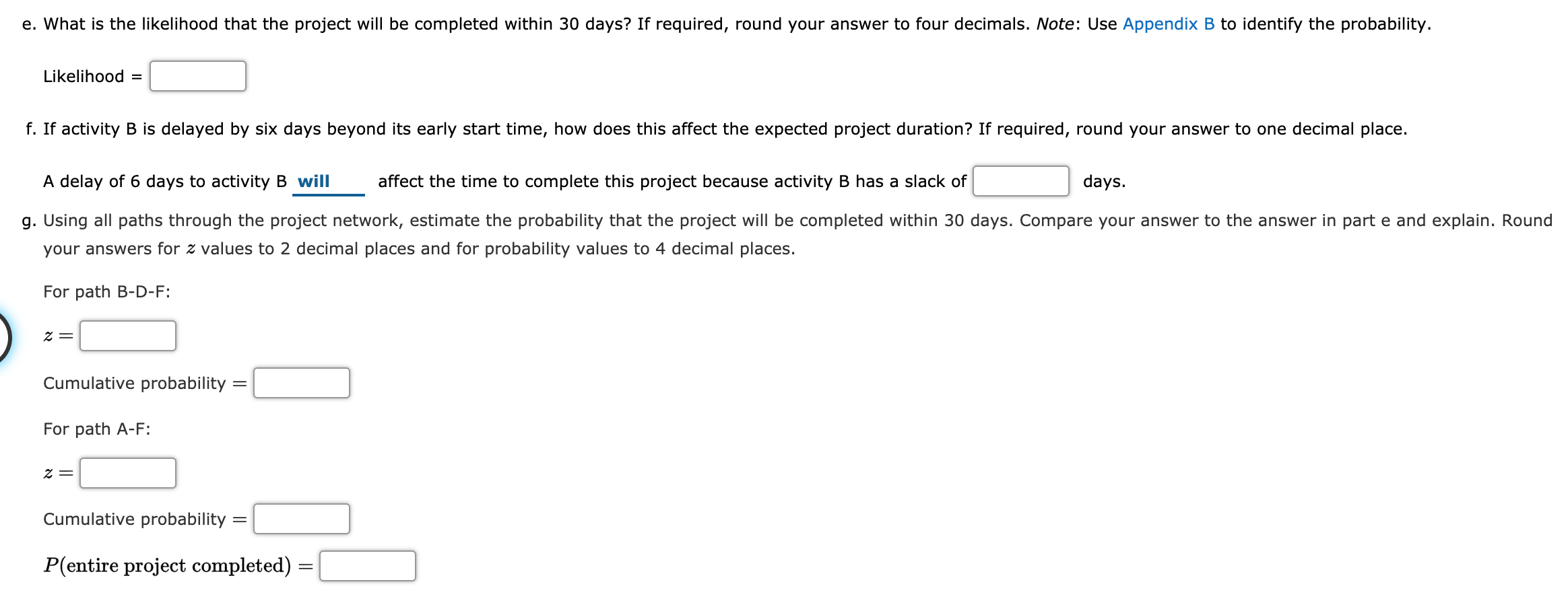 Just need the second part of B and D, E, G