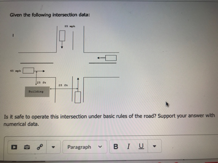 Given the following intersection data: 45 mph