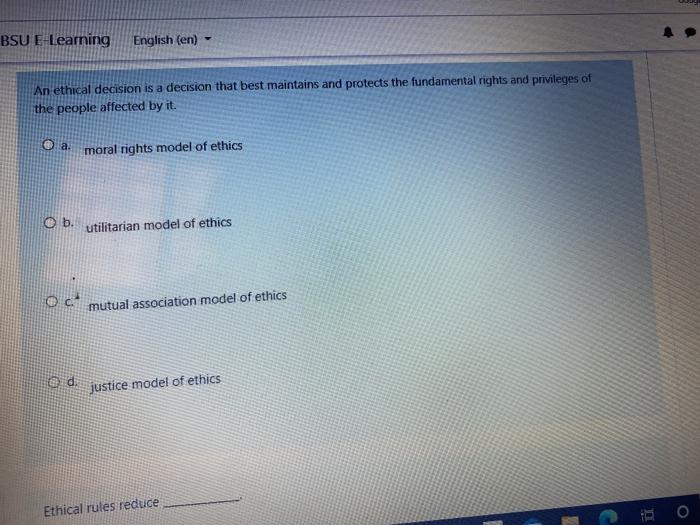 BSU E-Learning English (en) An ethical decision