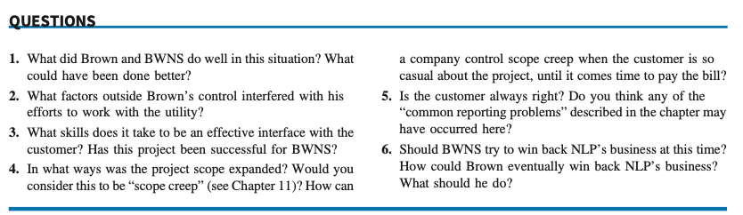 CASE name: THE PROJECT MANAGER/CUSTOMER